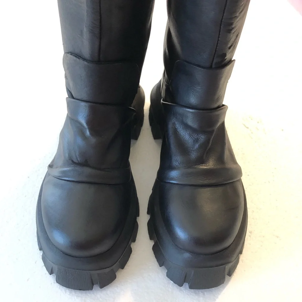 Free People Black Over-the-Knee Chunky Platform Boots Size 37/7